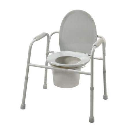Deluxe All In One Steel Commode W/Plastic Armrests