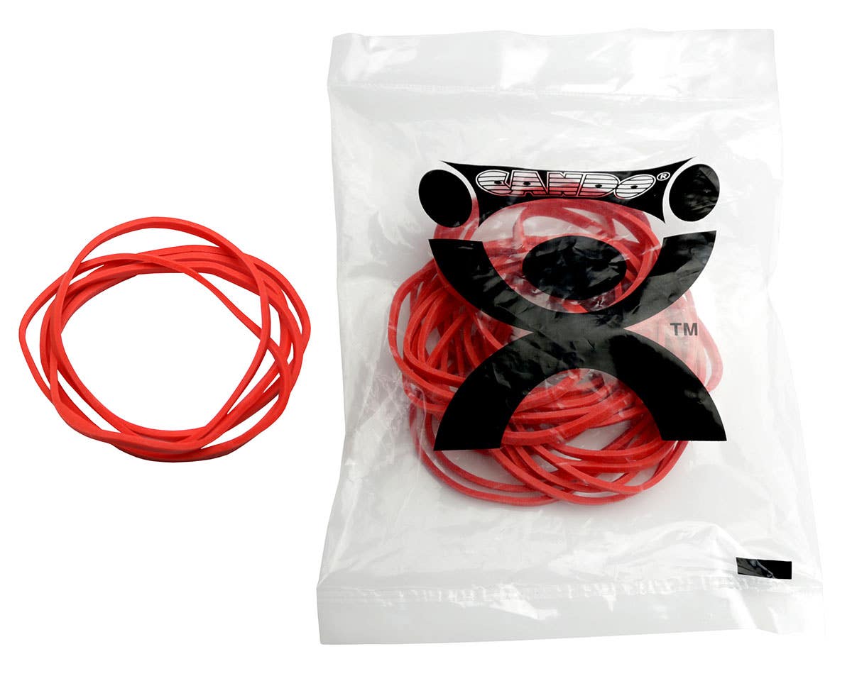 Red rubber bands, 25 each