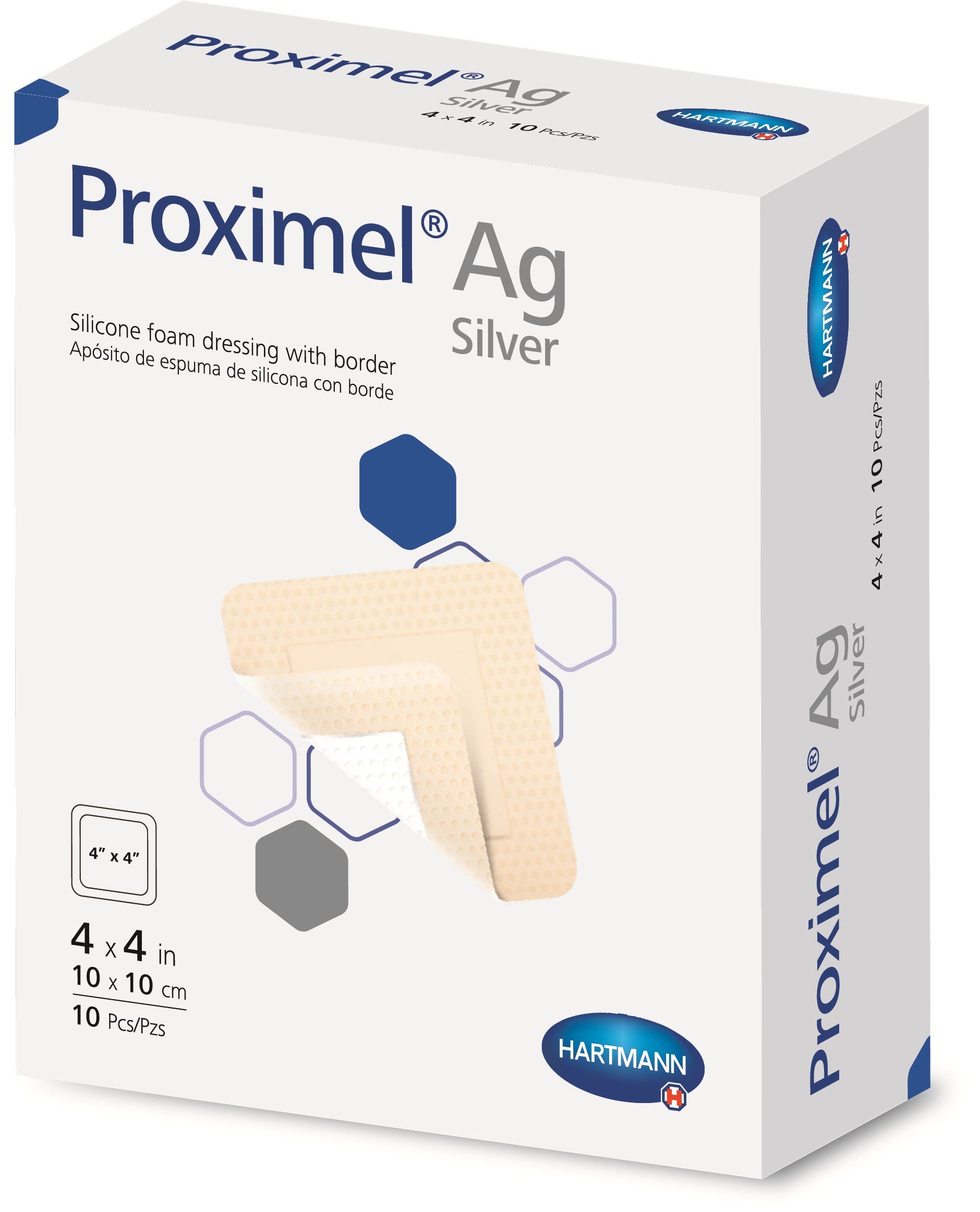 Proximel Ag 4X 4 Silicone Dressing W/Border