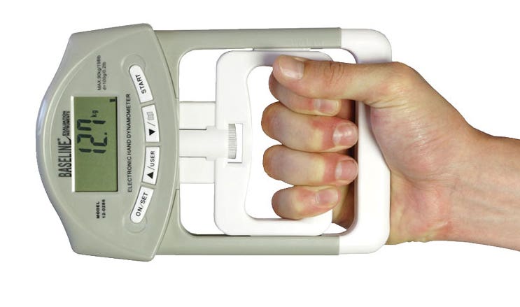 Baseline electronic Smedley hand dynamometer, adult, 200 lb/90 kg