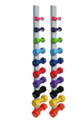 CanDo® vinyl coated dumbbell - 20-piece set with 2 Wall Racks