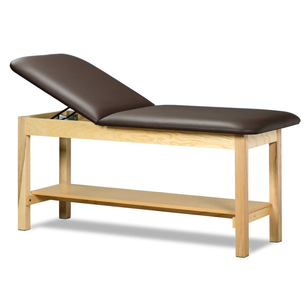 Clinton 1020 Classic Series Straight Line Treatment Table with Adjustable Backrest & Shelf