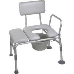 Padded Transfer Bench and Commode Combo - Bath Chair - Padded Bench