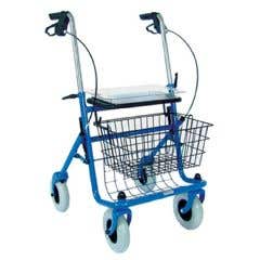 Traditional Steel Rollator Walker with Seat - Blue