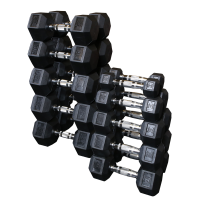 Rubber Dumbbell Set 5-50 lb