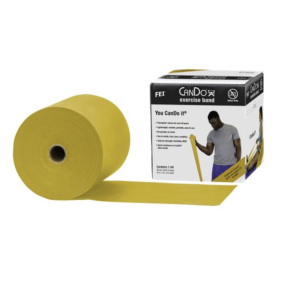 CanDo latex-free exercise band, gold, 25 yard dispenser
