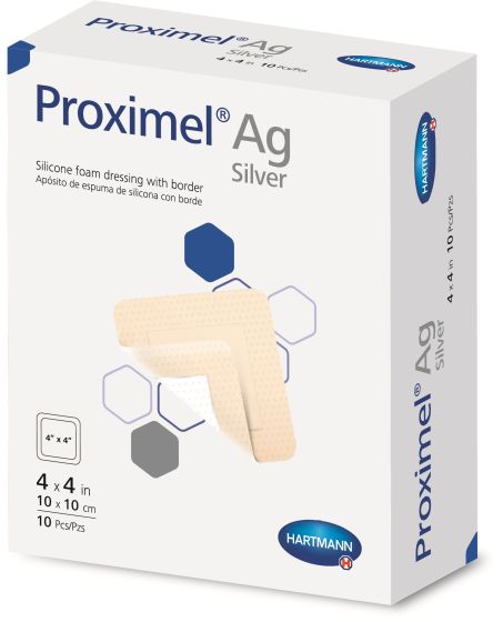 Proximel Ag 4X 4 Silicone Dressing W/Border