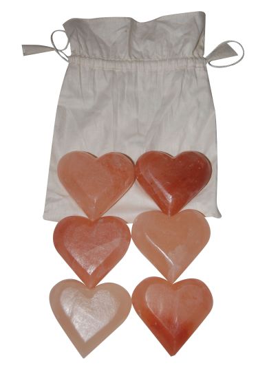 Himalayan Salt Massage Stones Hearts, Set/6