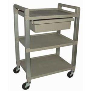 Poly 3 Shelf Cart W/Drawer And Power Strip