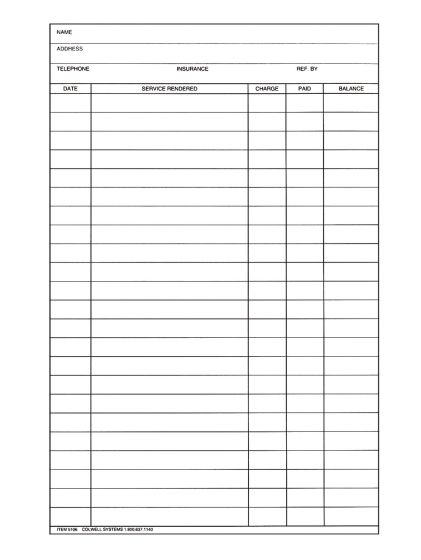 Stock Peglog Ledger Card Blank, 100/Pkg