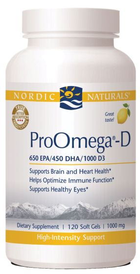Nordic Naturals ProOmega-D, 1000mg, Lemon 120 Count