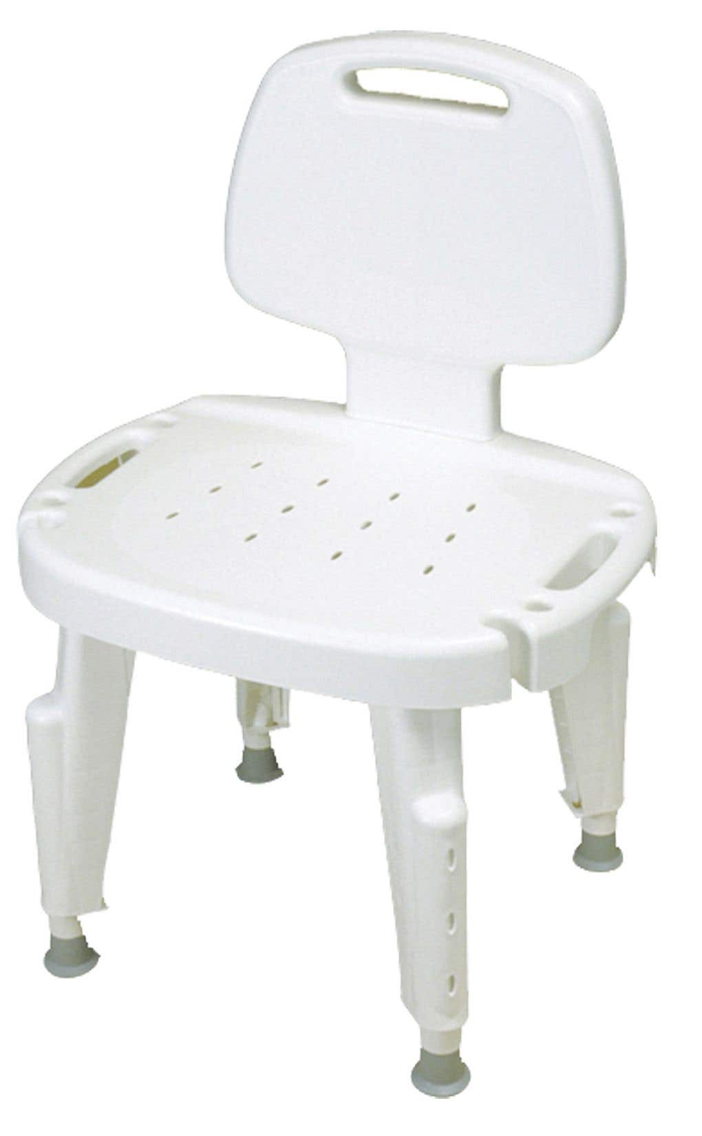 Ableware Bath Safe Height Adjustable Shower Chair with Removable Back - Bath Seat