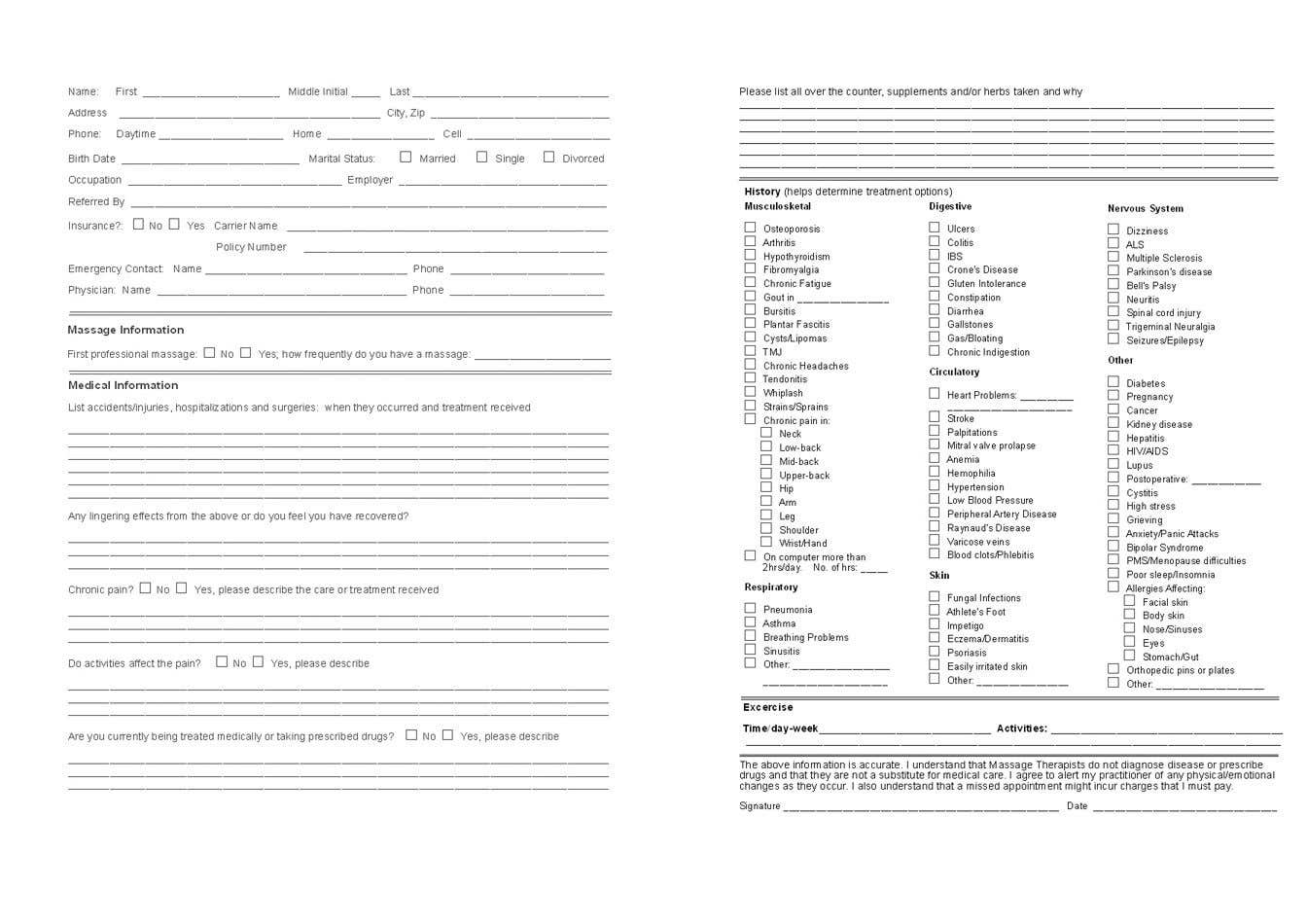 Client Intake Form Pack Of 100
