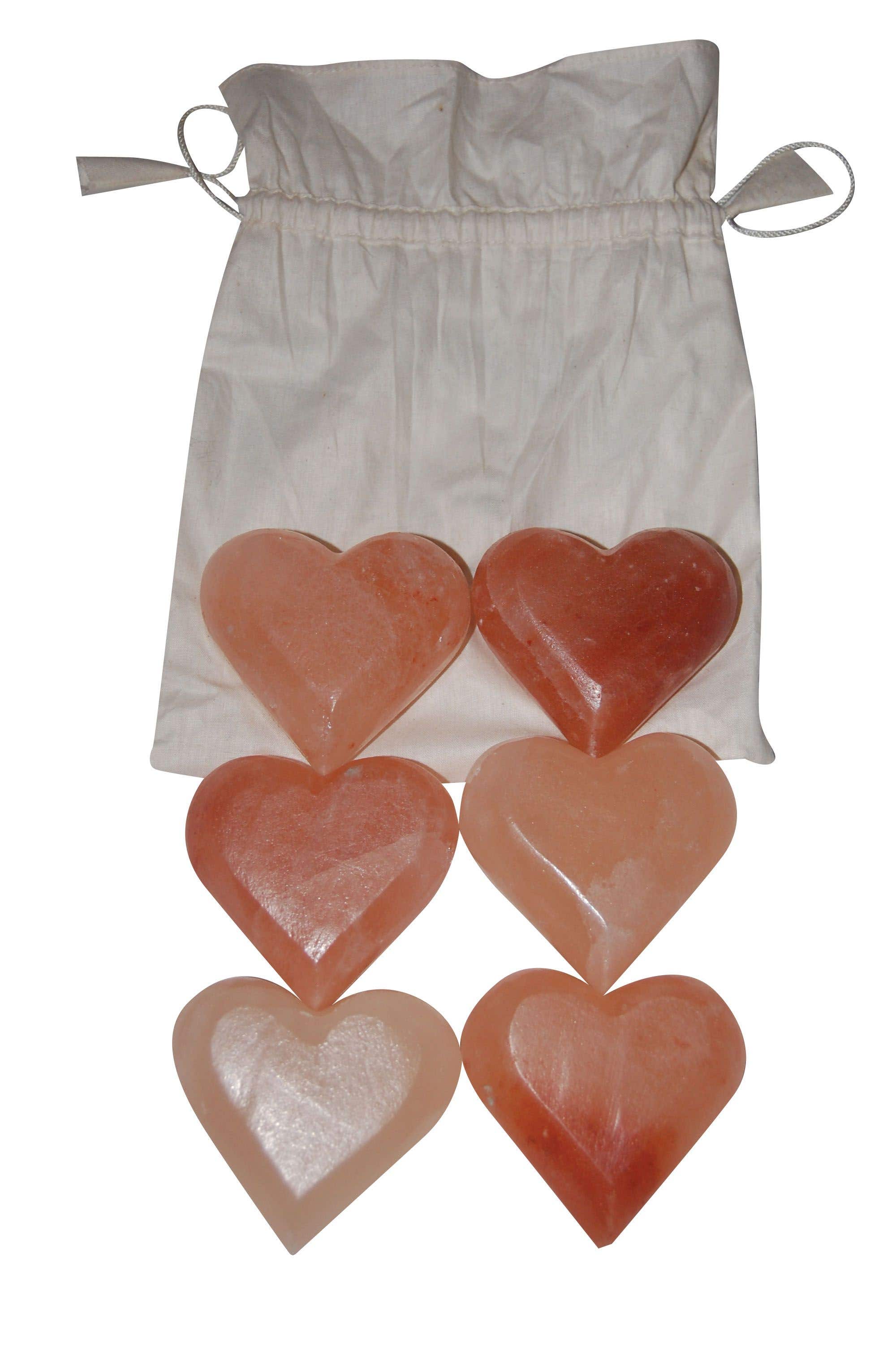 Himalayan Salt Massage Stones Hearts, Set/6