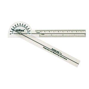 Baseline HiRes 180 degree clear plastic pocket goniometer, 6 inches