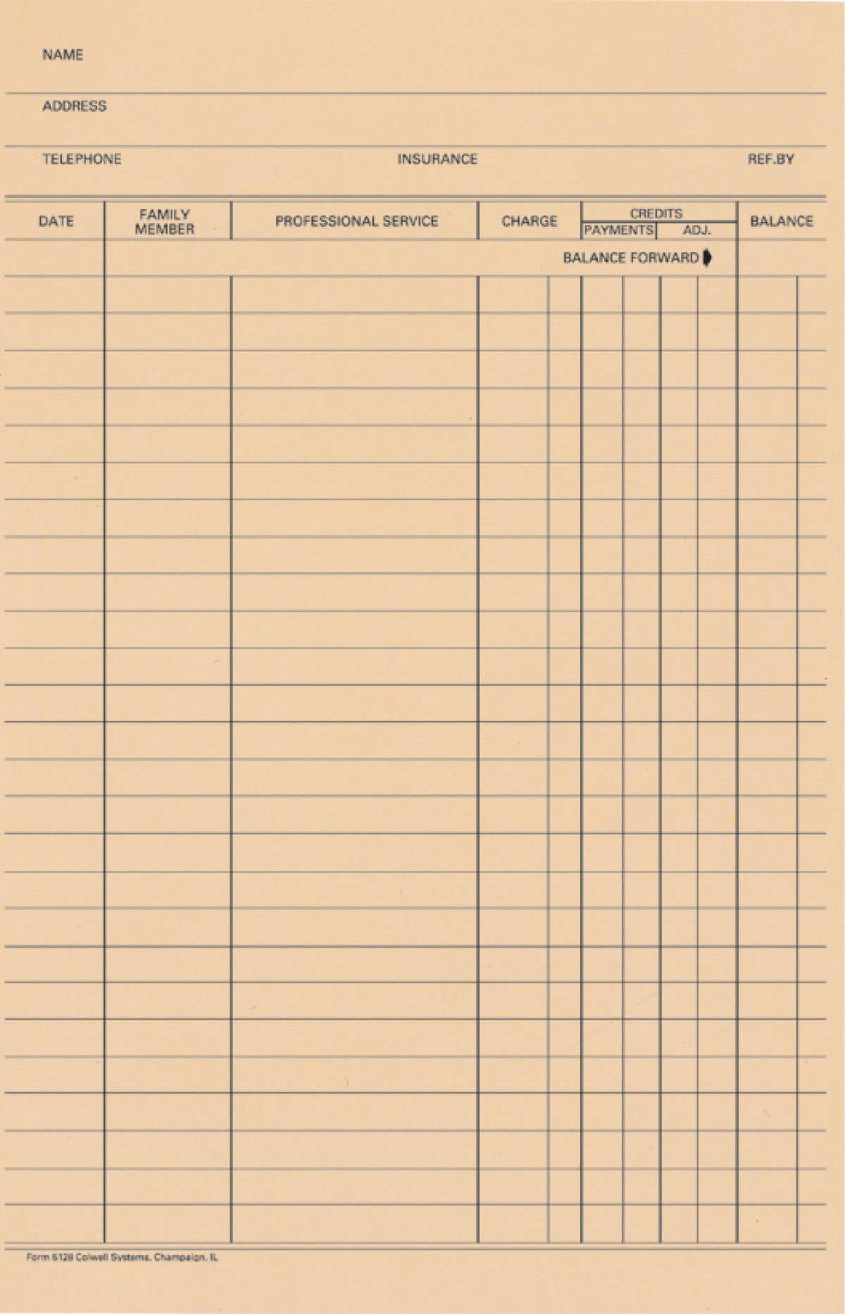 Stock Accu-Log Ledger Card Blank, 100/Pkg