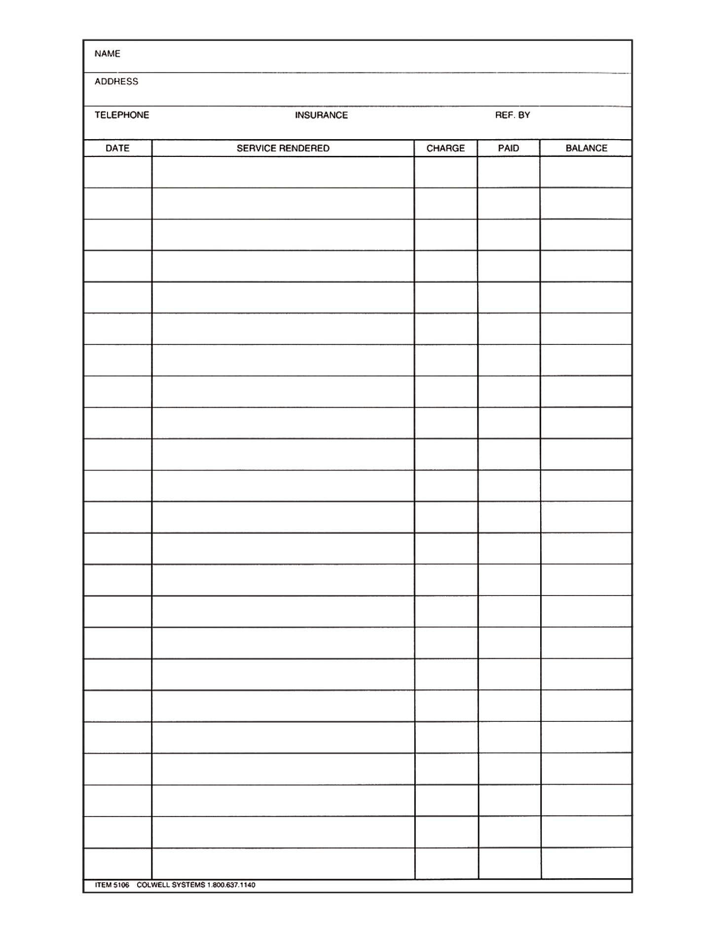 Stock Peglog Ledger Card Blank, 100/Pkg