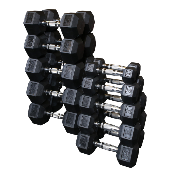 Rubber Dumbbell Set 5-50 lb
